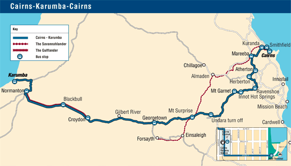 Cairns to Karumba Map