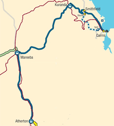 Cairns to Atherton Map